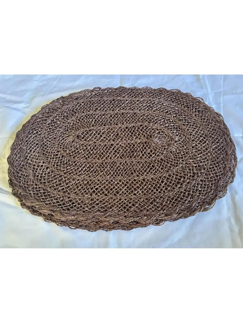 Set of 6 Handwoven Oval Brown Straw Placemat